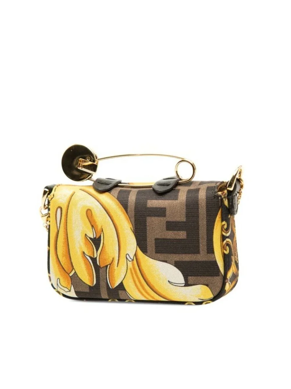 Fendi Nano Baguette Crossbody Chain Shoulder Bag Multicolor Nylon